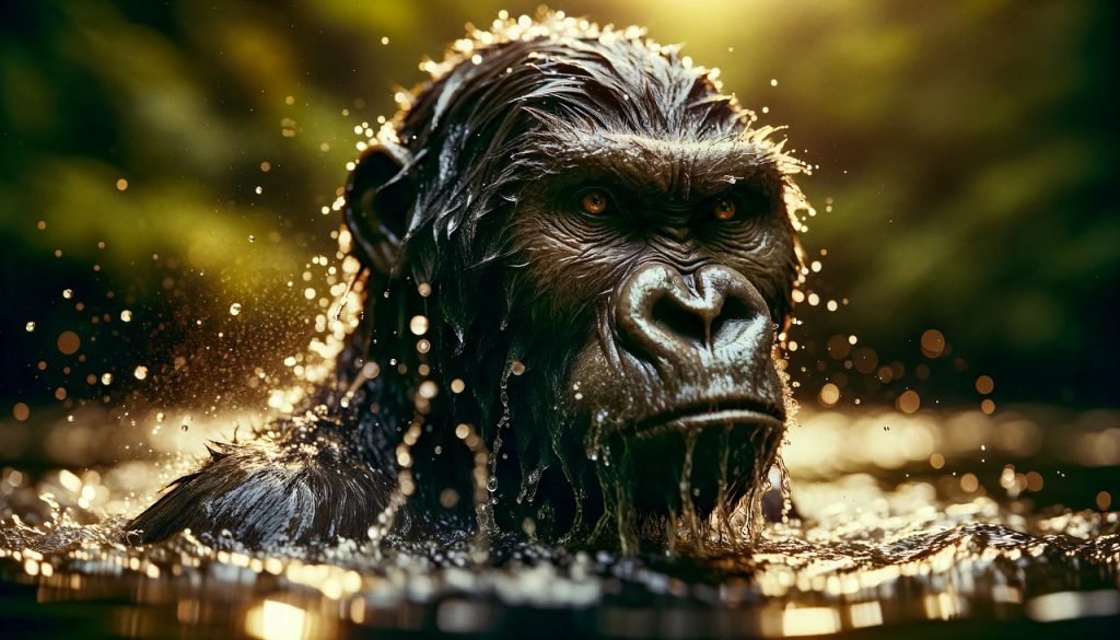 ai generated, gorilla, river-8538583.jpg